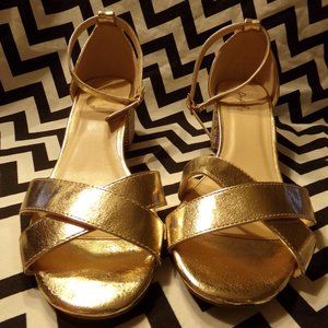Qupid Gold Sandals - Size 7